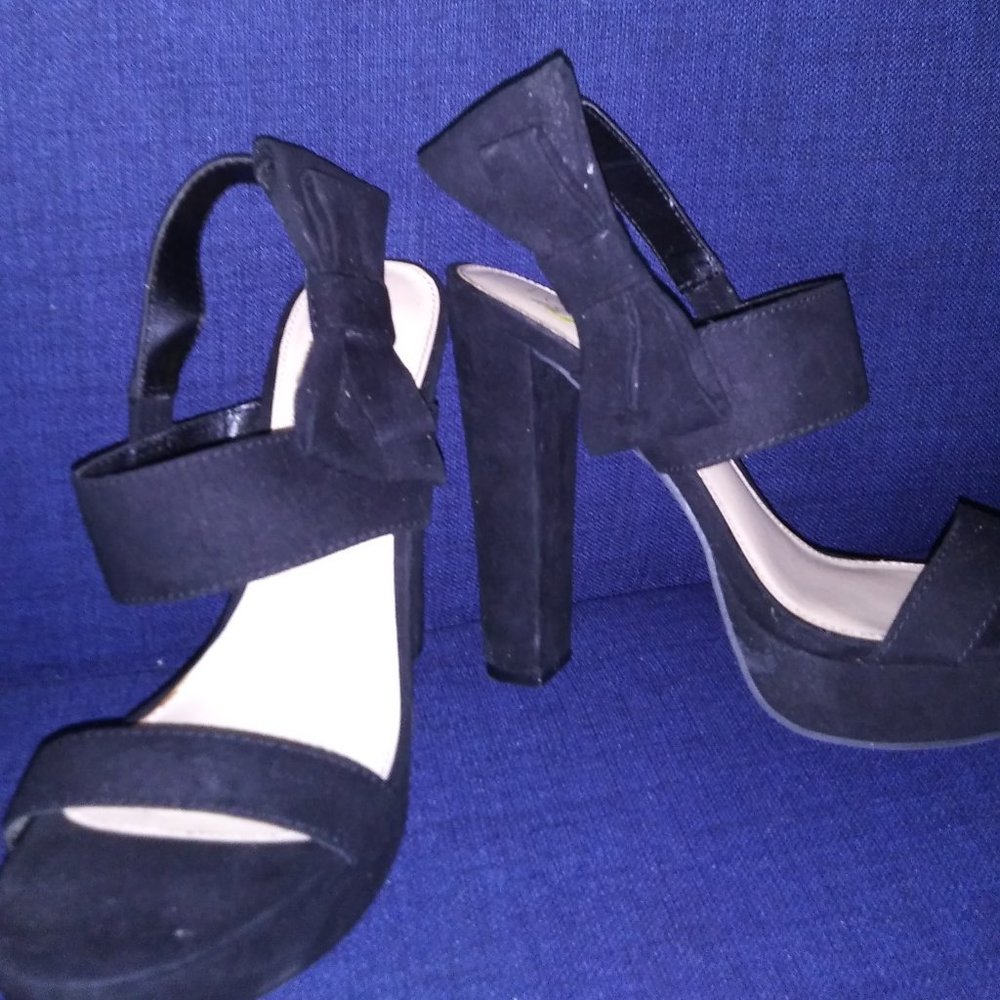 Black Bowed strapped high heels